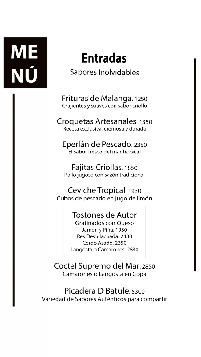 Carta | Menú Restaurante DBatule